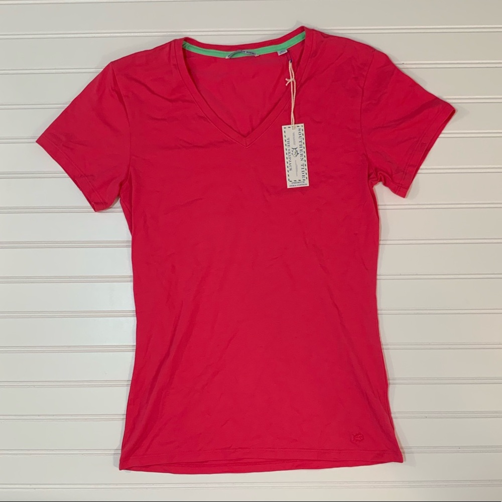 Southern Tide Hot Pink V Neck T-Shirt